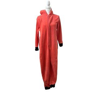 Fox Hooded Soft Fleece Pajama Loungewear 1-Piece W/ Zipper Closure Womens Size M